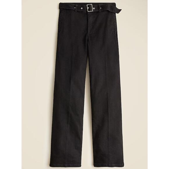 J. Crew Belted mid-rise wide-leg jean in black size 30 - Picture 1 of 6